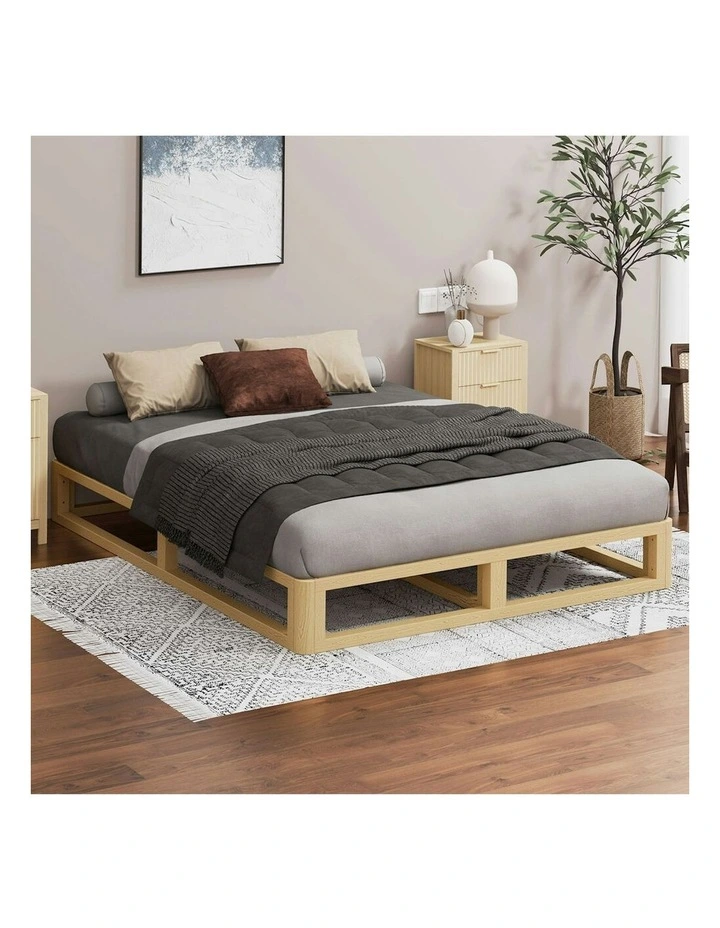 Wooden Timber Double Size Mattress Base Platform Bed Frame in Oak image 2