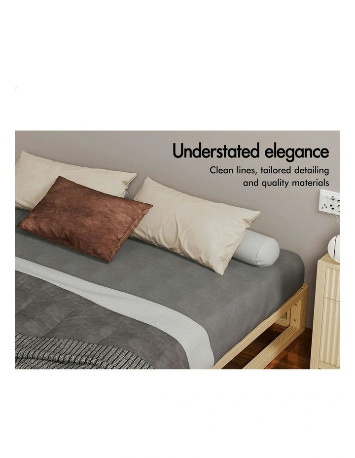 Wooden Timber Double Size Mattress Base Platform Bed Frame in Oak image 4