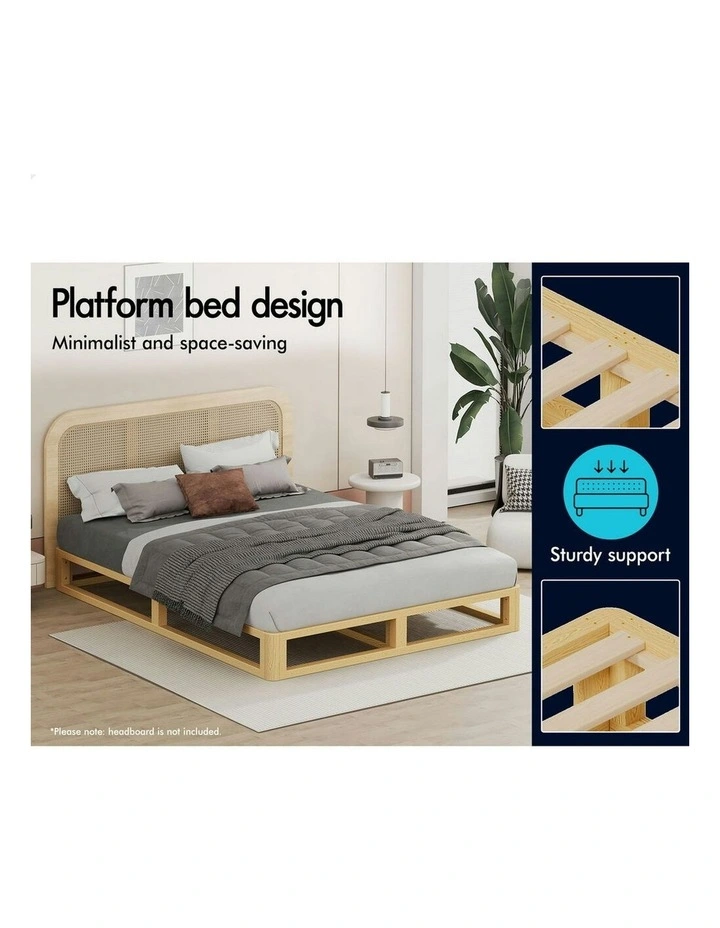 Wooden Timber Double Size Mattress Base Platform Bed Frame in Oak image 5
