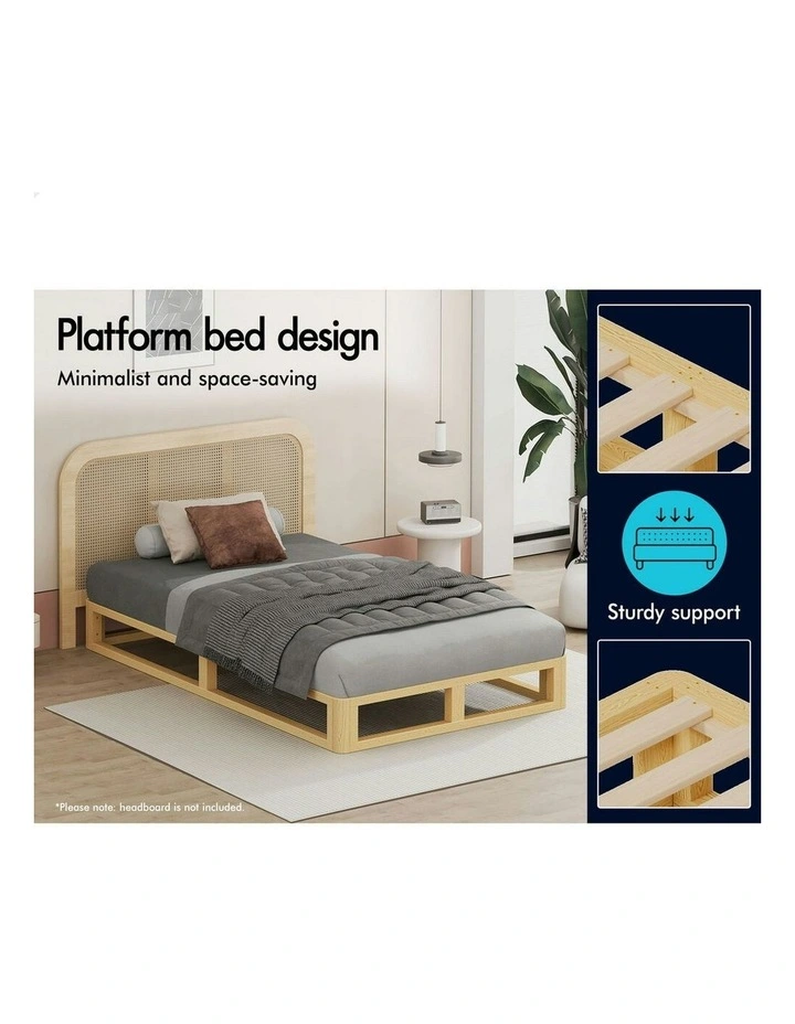 Wooden Timber Single Size Mattress Base Platform Bed Frame in Oak image 5