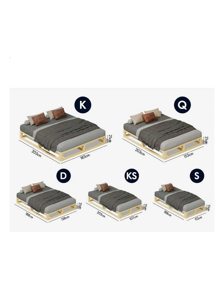 Wooden Timber Single Size Mattress Base Platform Bed Frame in Oak image 7
