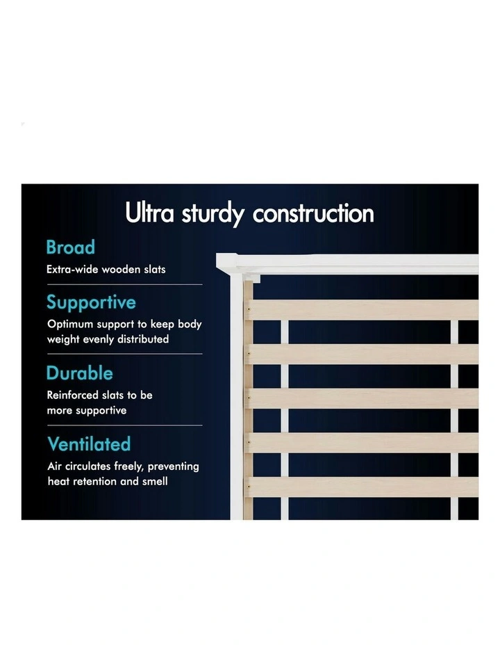 Wooden King Size Mattress Base Platform Timber Bed Frame in White image 6