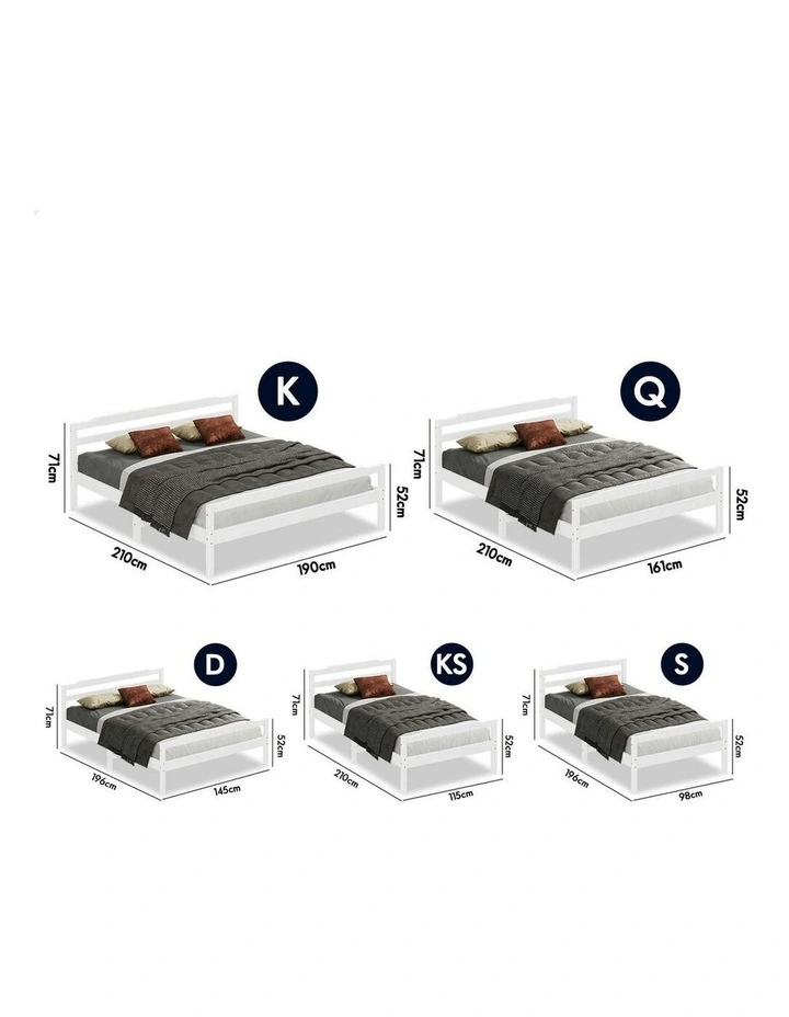 Wooden King Single Mattress Base Platform Timber Bed Frame in White image 7