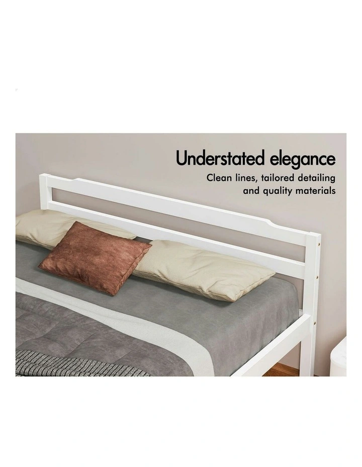 Wooden Queen Size Mattress Base Platform Timber Bed Frame in White image 4
