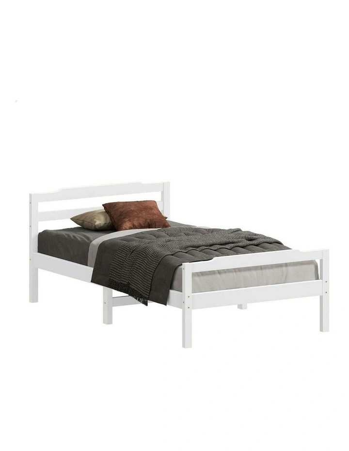 Wooden Single Size Mattress Base Platform Timber Bed Frame in White image 1