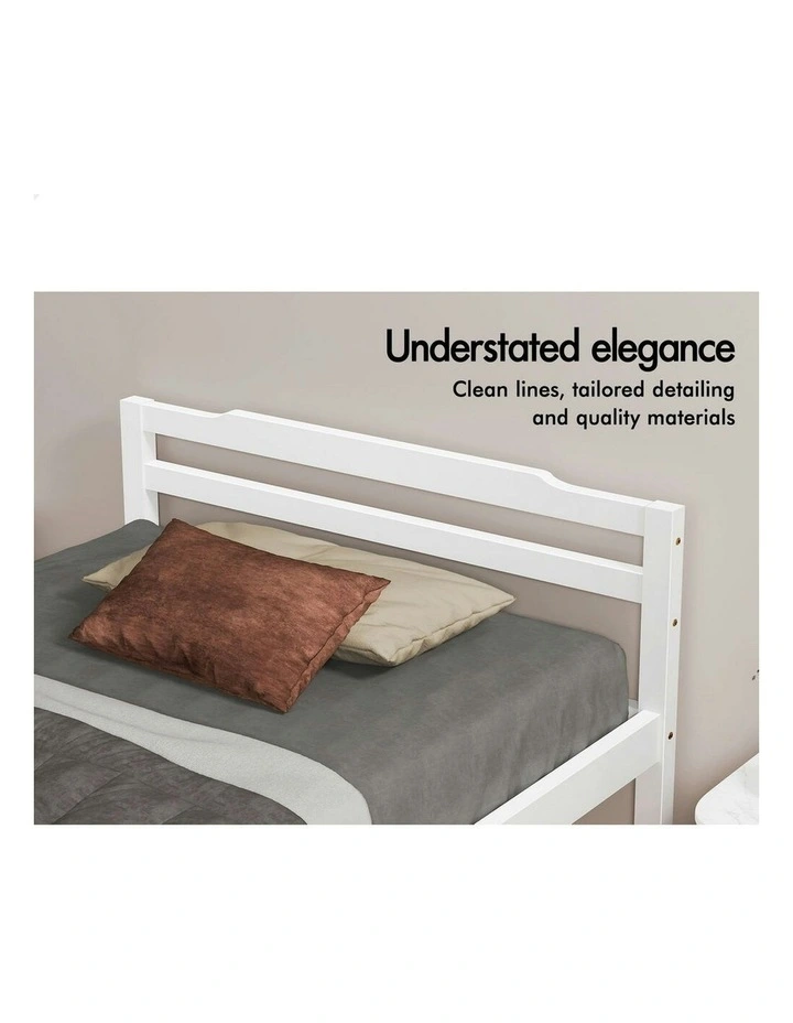 Wooden Single Size Mattress Base Platform Timber Bed Frame in White image 4