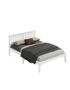 Wooden Timber Double Size Mattress Base Platform Bed Frame in White