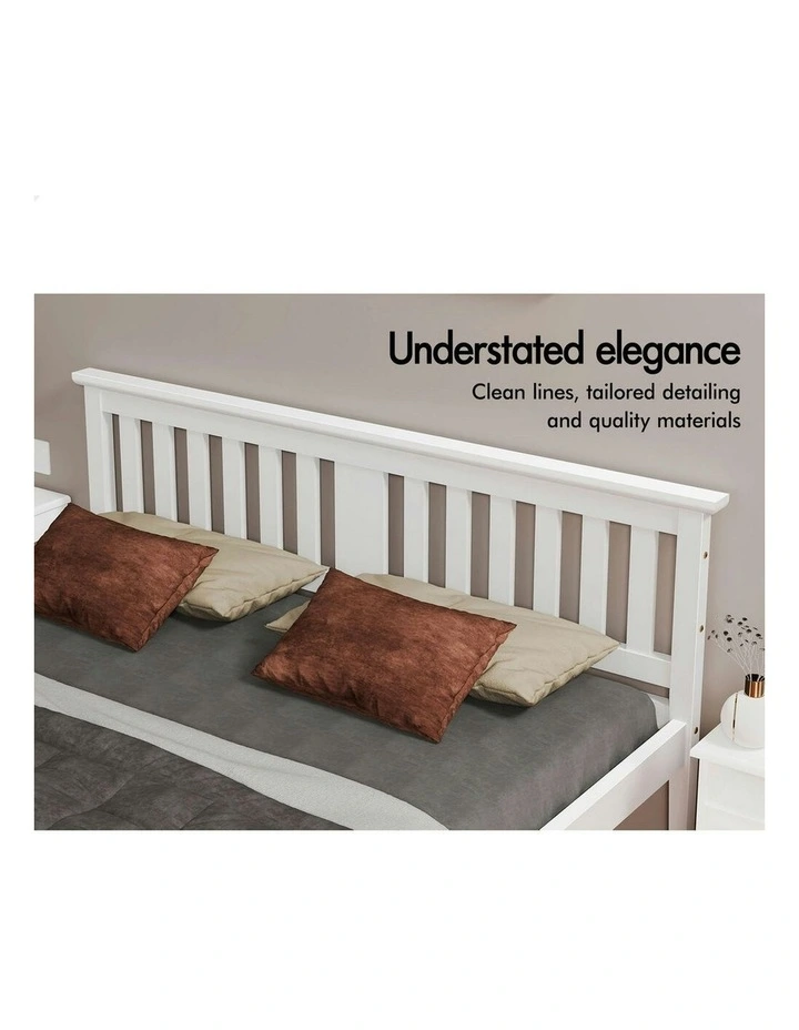 Wooden Timber Double Size Mattress Base Platform Bed Frame in White image 4