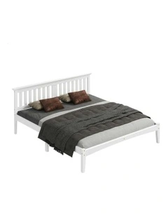 Wooden Timber King Size Mattress Base Platform Bed Frame in White