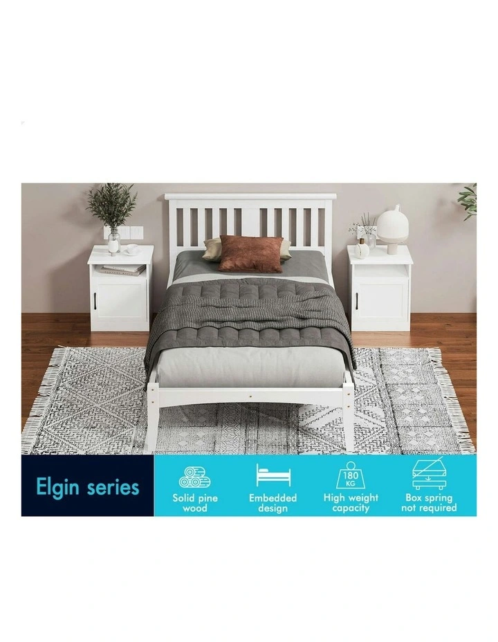 Wooden Timber King Single Mattress Base Platform Bed Frame in White image 3