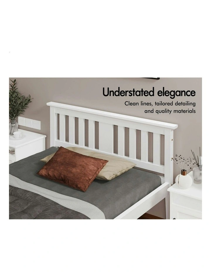 Wooden Timber King Single Mattress Base Platform Bed Frame in White image 4