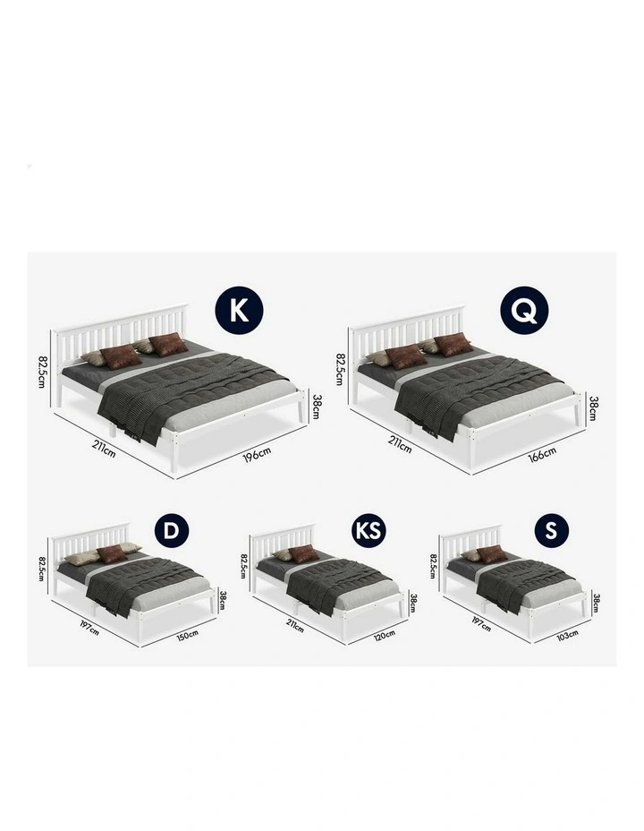 Wooden Timber Single Size Mattress Base Platform Bed Frame in White image 7