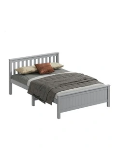 Wooden Double Size Slatted Headboard Timber Bed Frame in Grey