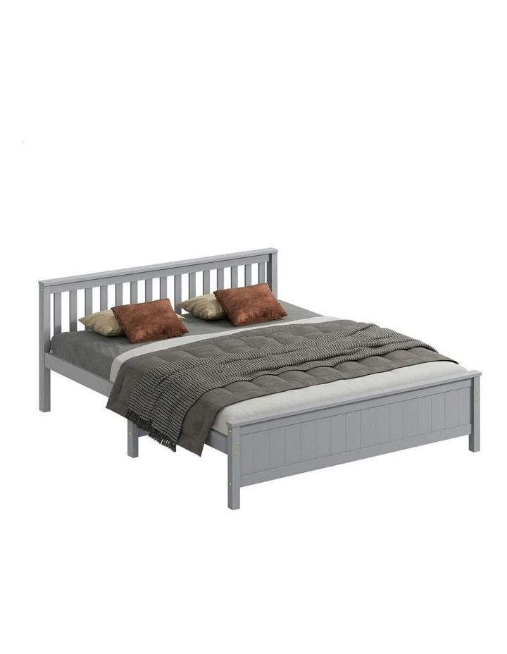 Wooden King Size Slatted Headboard Timber Bed Frame in Grey image 1