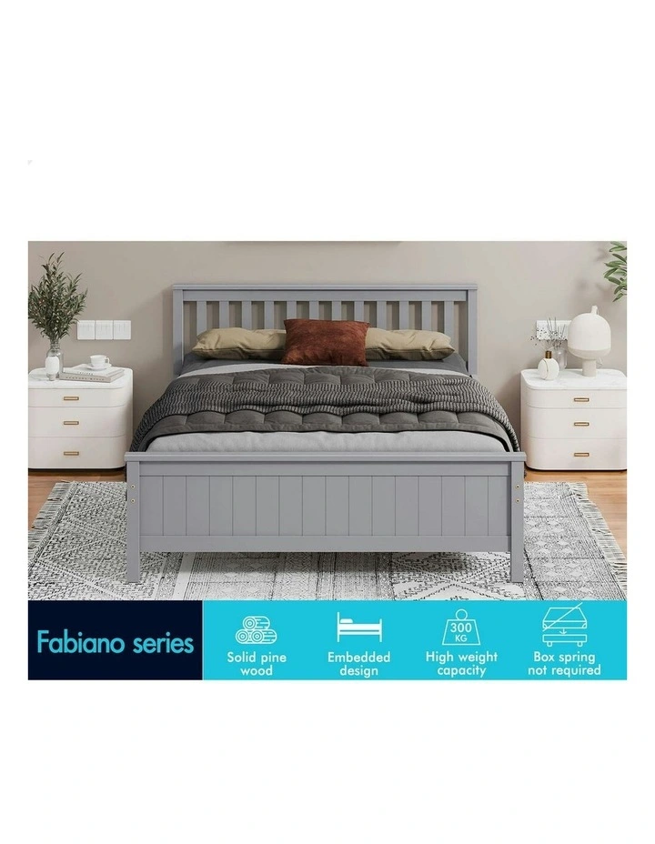 Wooden King Size Slatted Headboard Timber Bed Frame in Grey image 3