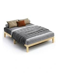 Mattress Platform Wooden Double Bed Frame in Brown