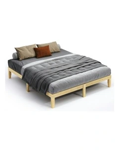 Mattress Platform Wooden King Bed Frame in Brown