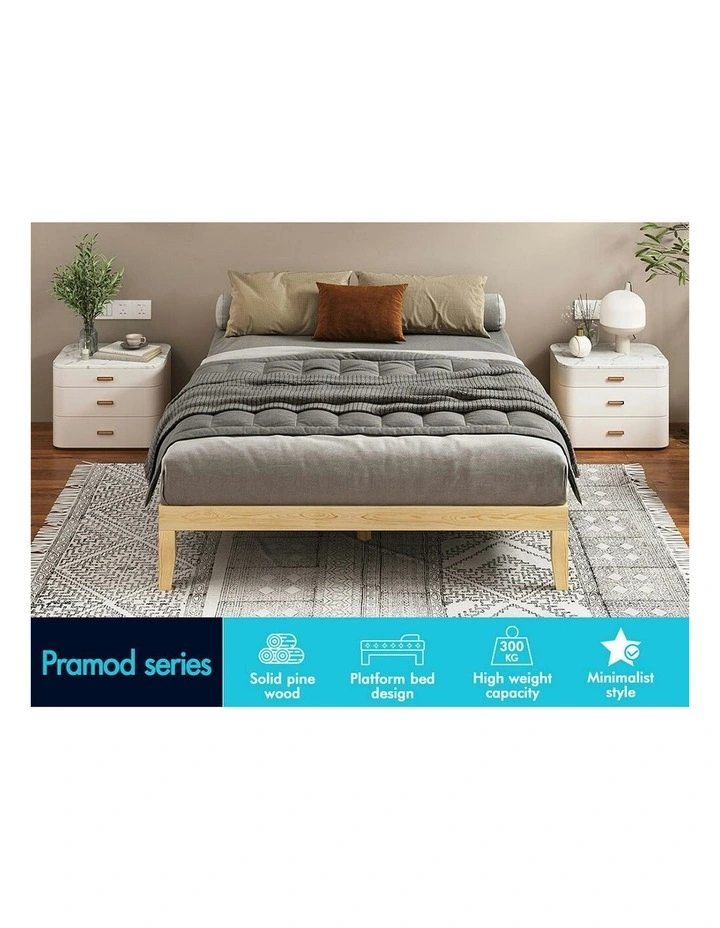 Mattress Platform Wooden Queen Bed Frame in Brown image 3