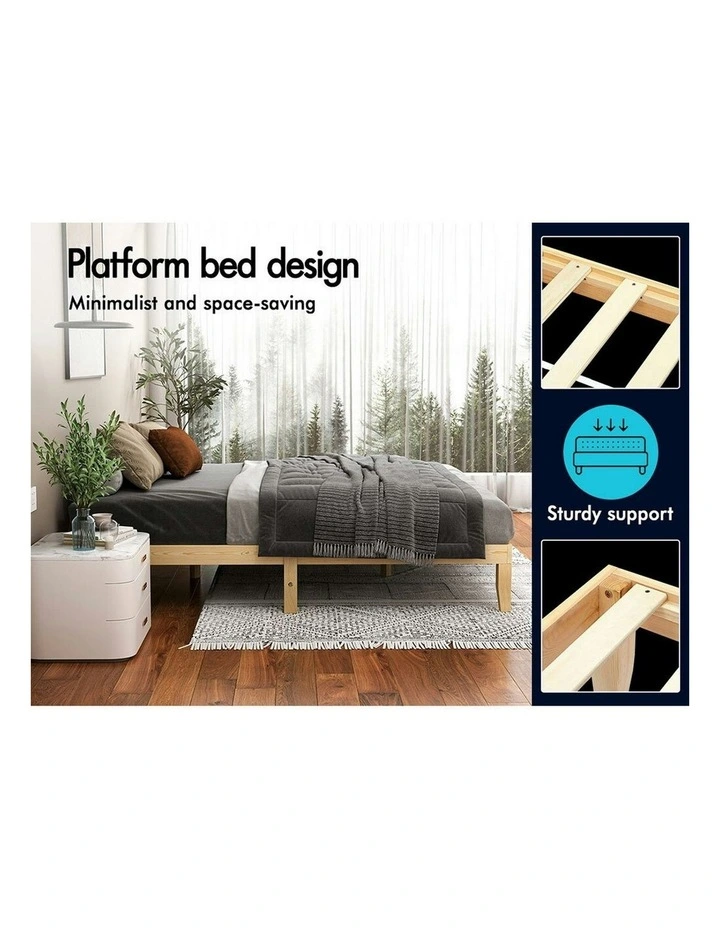 Mattress Platform Wooden Queen Bed Frame in Brown image 5