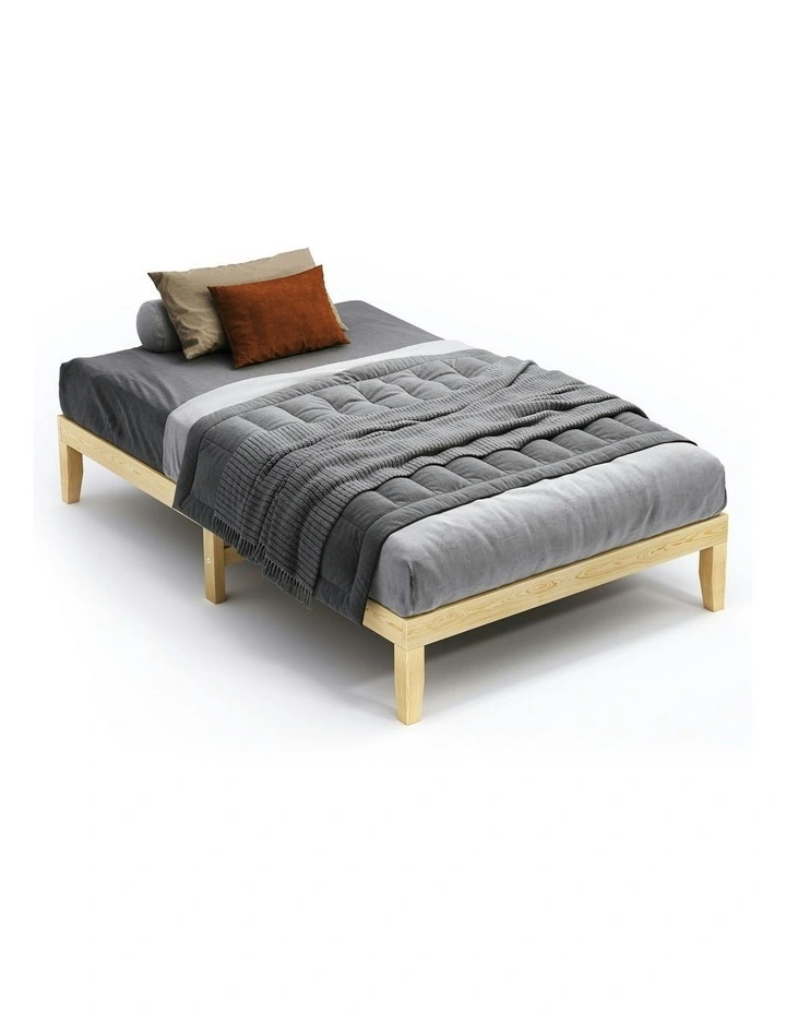 Mattress Platform Wooden Single Bed Frame in Brown image 1