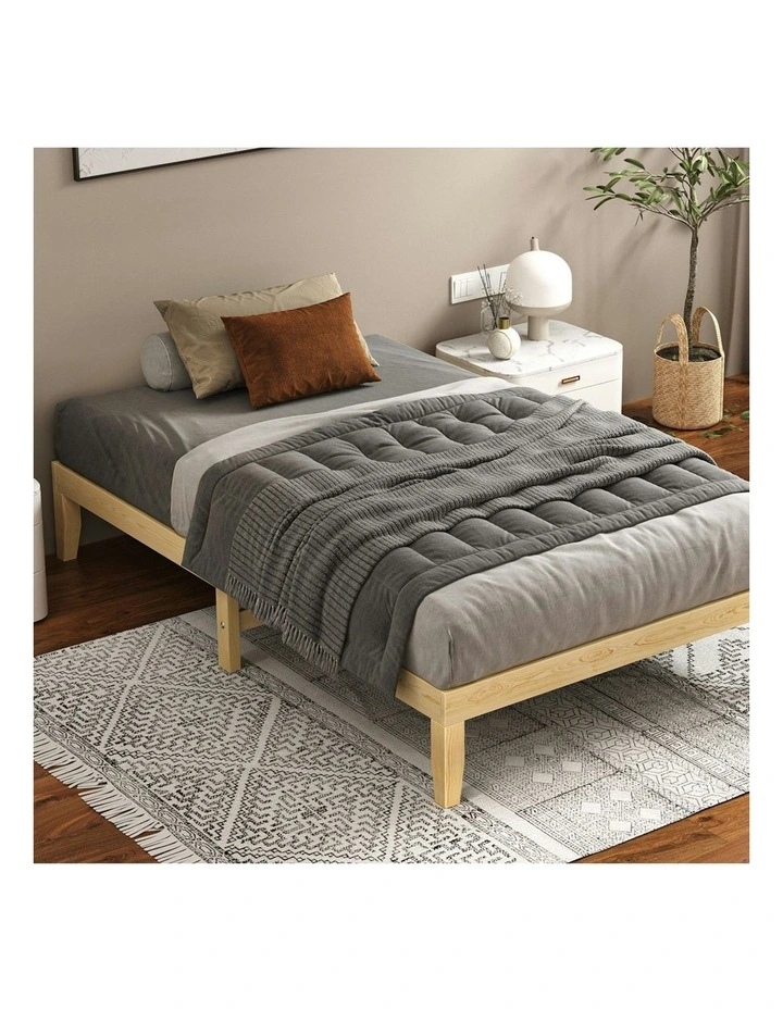 Mattress Platform Wooden Single Bed Frame in Brown image 2