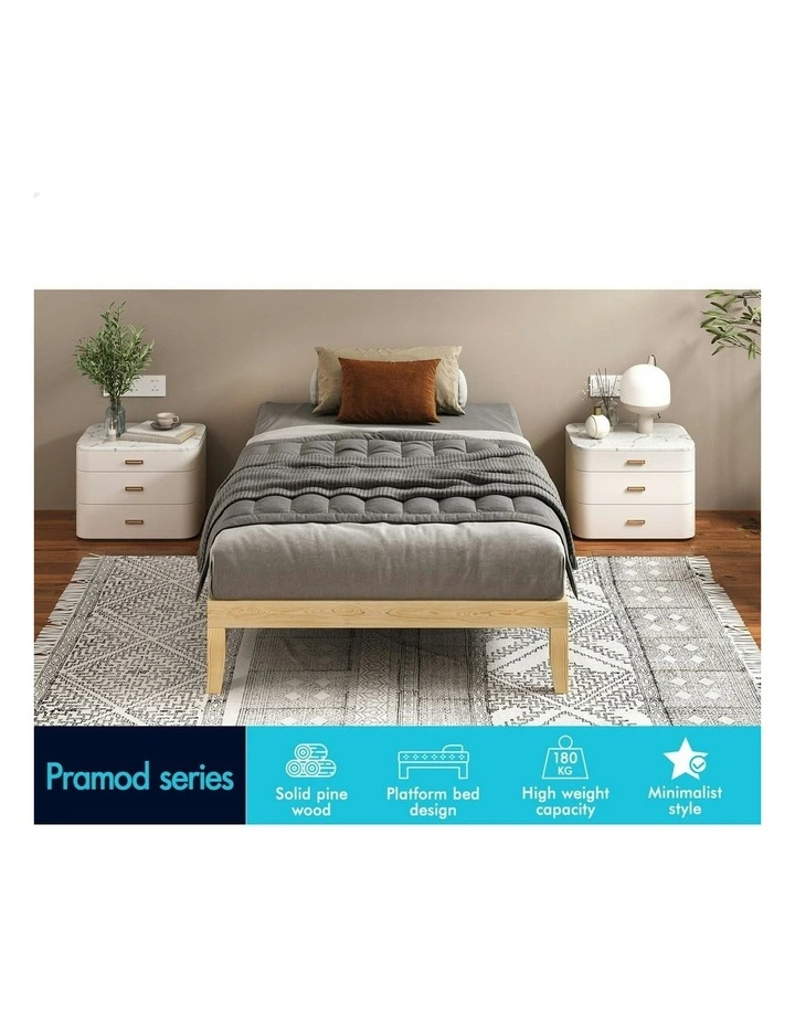 Mattress Platform Wooden Single Bed Frame in Brown image 3