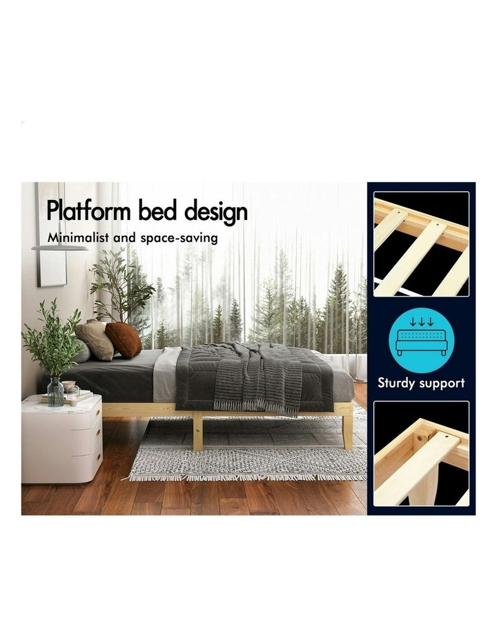 Mattress Platform Wooden Single Bed Frame in Brown image 5