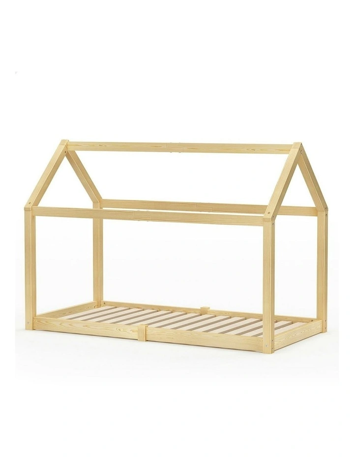 Wooden Timber Single House Frame Platform Bed Frame in Oak image 1