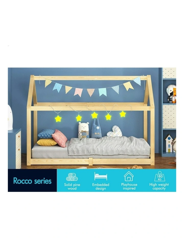 Wooden Timber Single House Frame Platform Bed Frame in Oak image 3