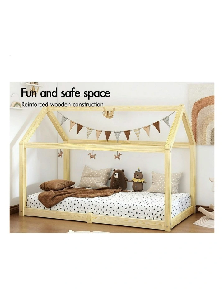 Wooden Timber Single House Frame Platform Bed Frame in Oak image 5