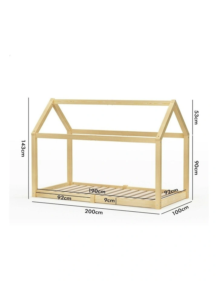 Wooden Timber Single House Frame Platform Bed Frame in Oak image 7