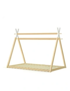 Wooden Single Timber Teepee House Base Bed Frame in Oak
