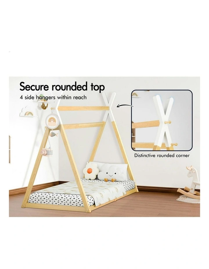 Wooden Single Timber Teepee House Base Bed Frame in Oak image 5