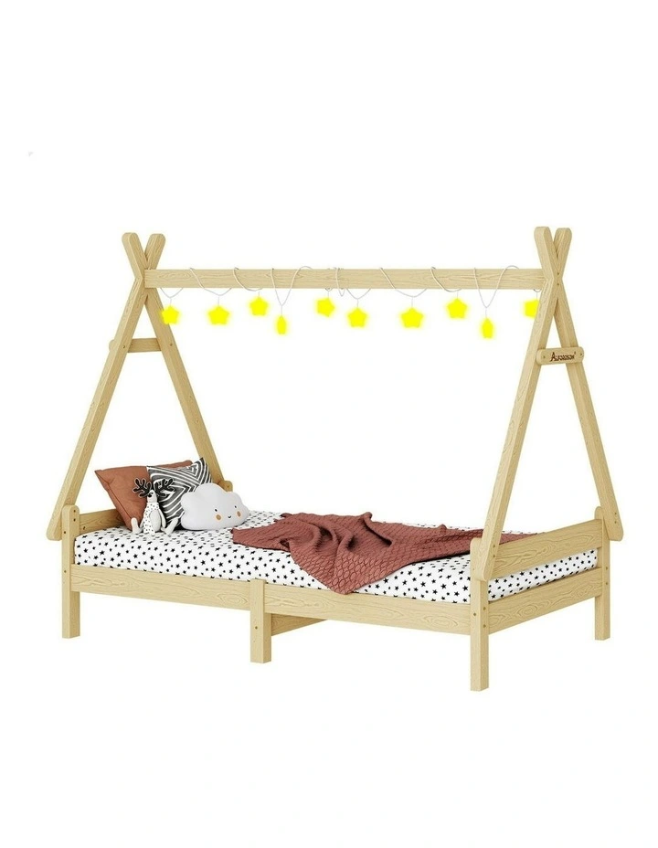 Wooden Timber Single House Frame Platform Base Bed Frame in Oak image 1