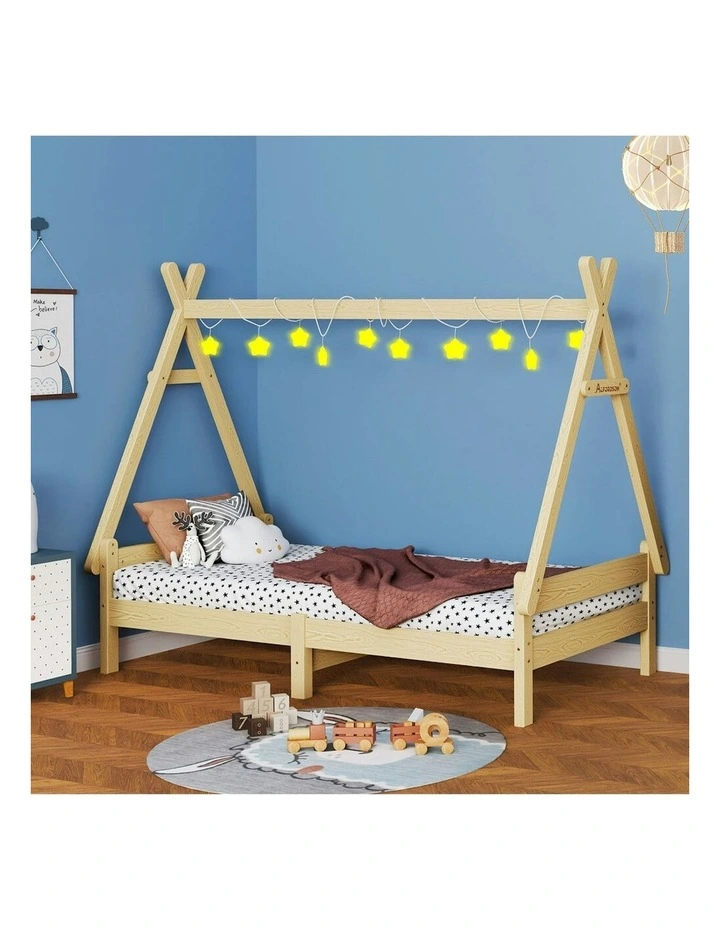 Wooden Timber Single House Frame Platform Base Bed Frame in Oak image 2