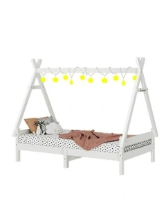 Wooden Timber Single House Frame Platform Base Bed Frame in White