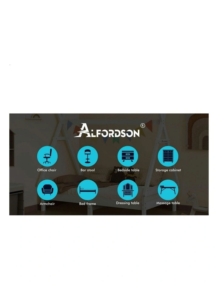 Wooden Timber Single House Frame Platform Base Bed Frame in White image 3