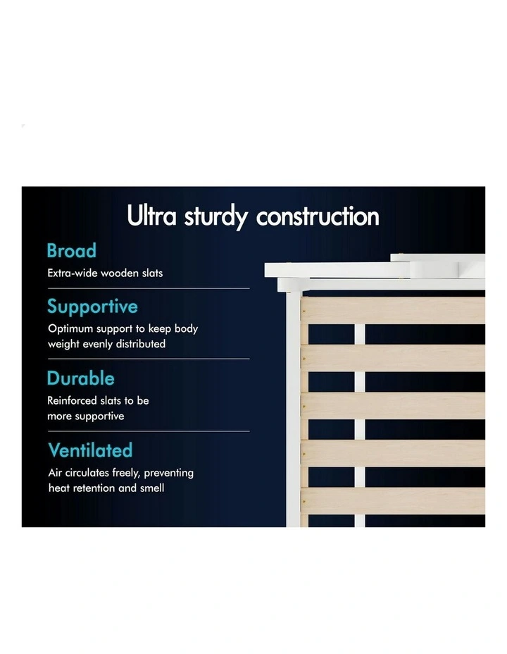 Wooden Timber Single House Frame Platform Base Bed Frame in White image 7