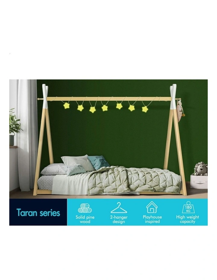 Wooden Single Timber Teepee House Base Bed Frame in Oak image 3