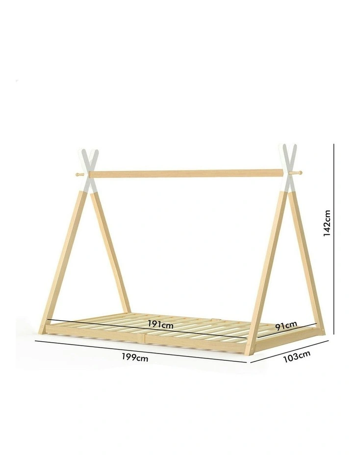 Wooden Single Timber Teepee House Base Bed Frame in Oak image 7