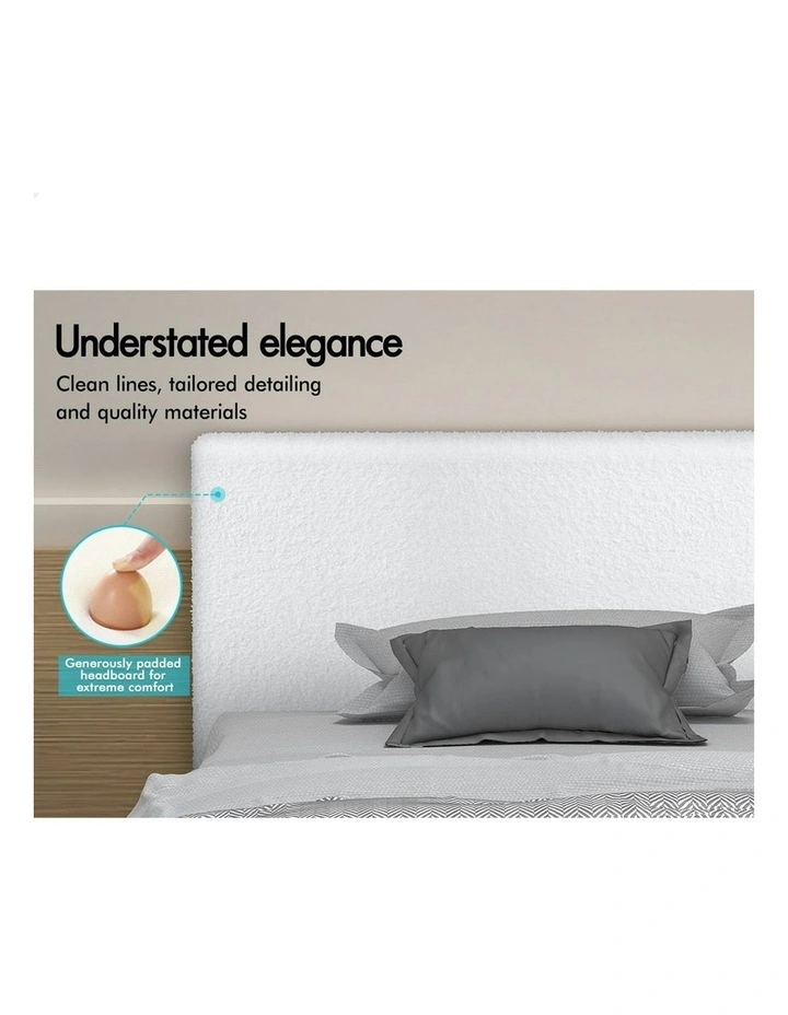 Double Size Gas Lift Storage Base Bed Frame in White Boucle image 6