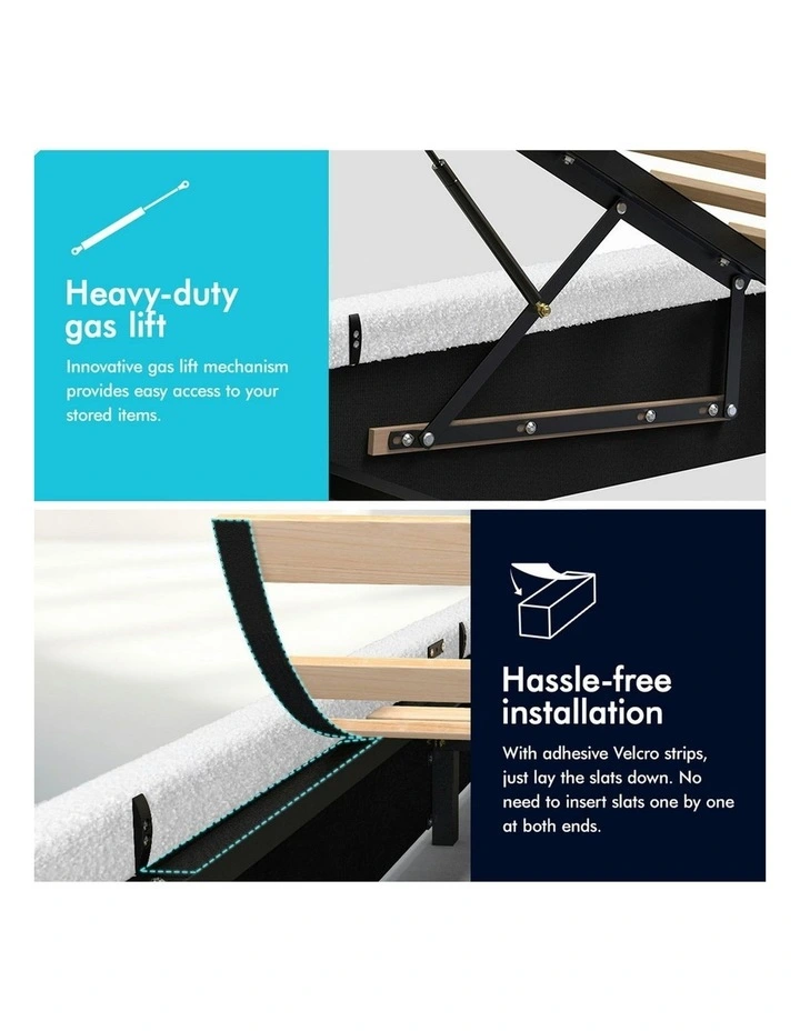 Gas Lift Storage Base King Size Bed Frame in White image 7