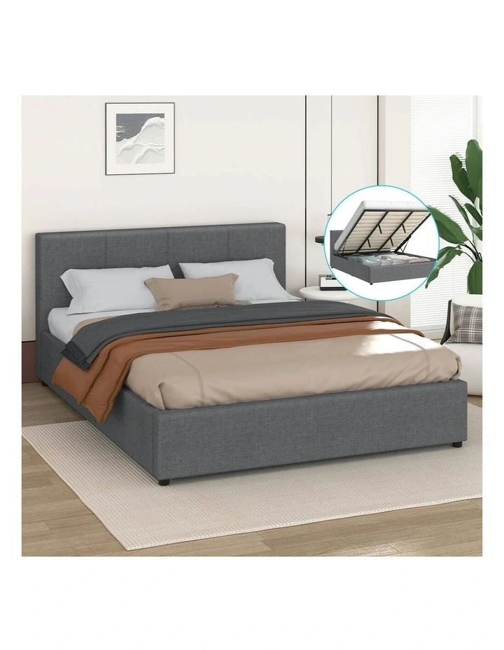 Gas Lift Storage Base King Size Bed Frame in Grey image 2