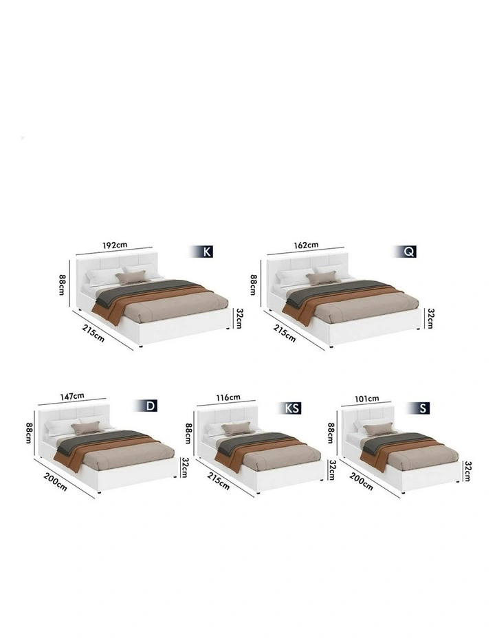 King Size Leather Bed Frame in White image 7