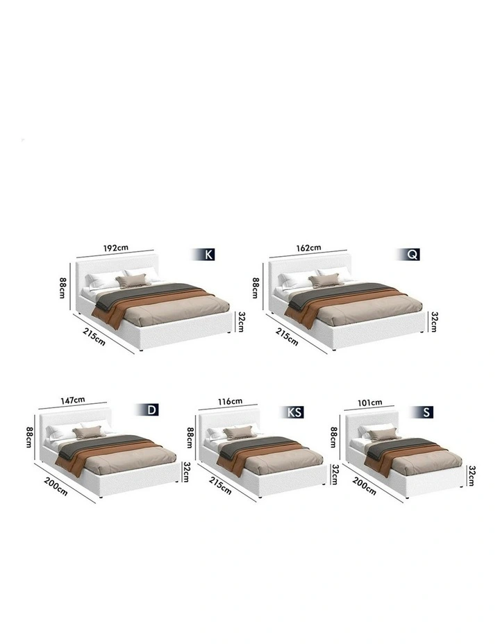 King Single Bed Frame in White Boucle image 7