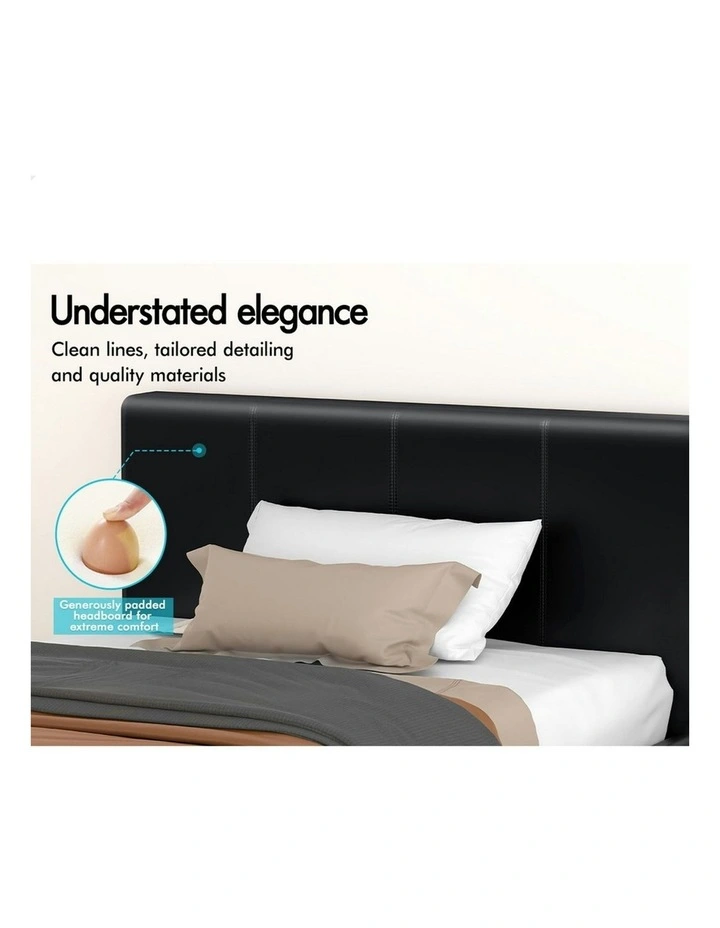 Single Size Bed Frame in Black Leather image 4