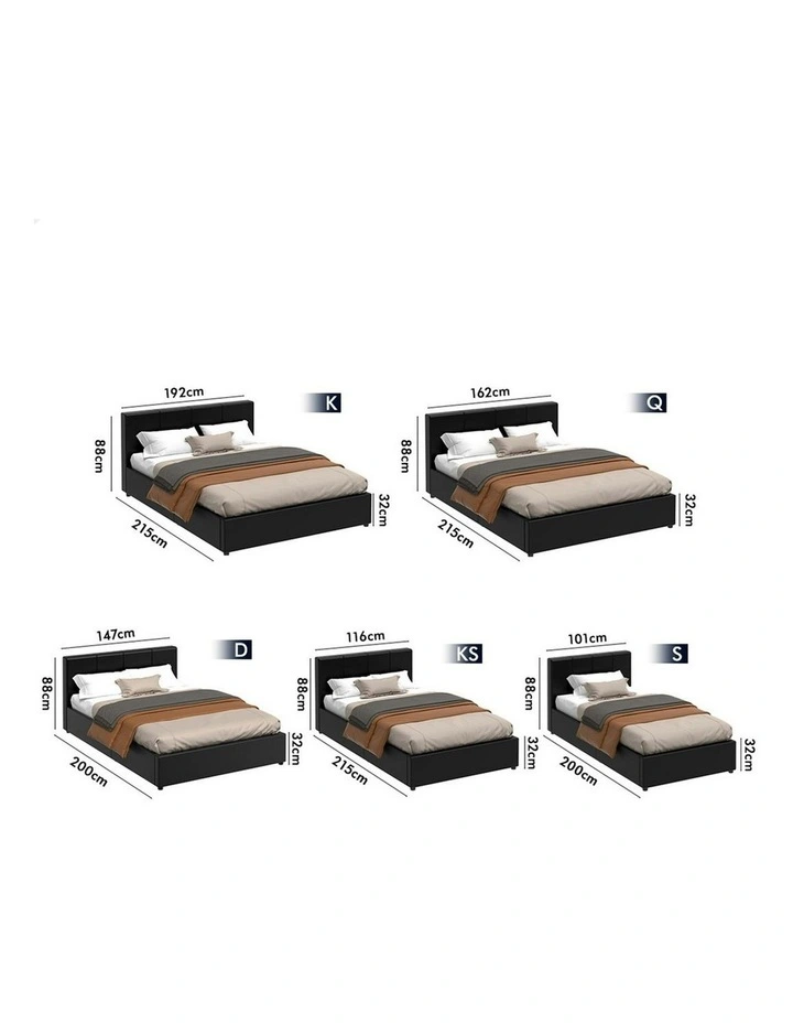 Single Size Bed Frame in Black Leather image 5