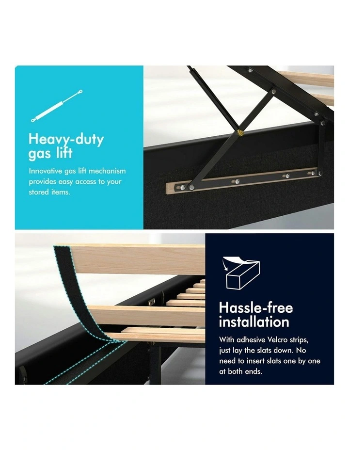 Single Size Bed Frame in Black Leather image 6