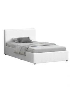 Single Size Bed Frame in White Boucle