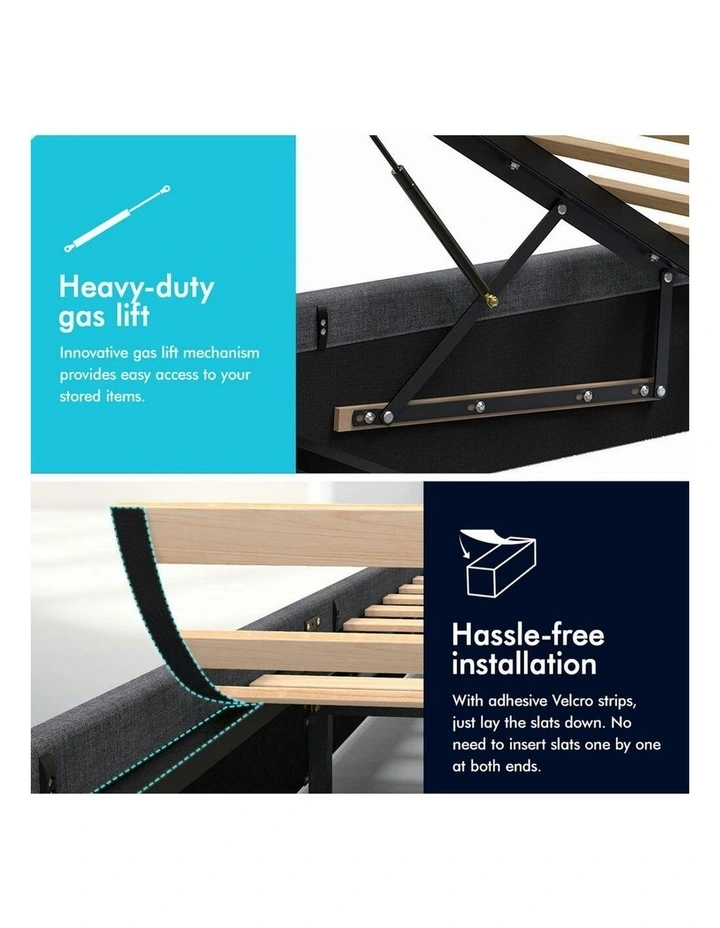 Single Size Bed Frame in Grey Fabric image 5